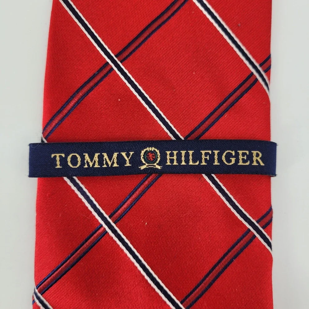 Tommy‎ Hilfiger Red Plaid Silk Blend Necktie Men's Classic Business Formal